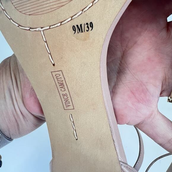 Vince Camuto Court Leather Heels Nude Womens 9 Ankle Strap Stilettos Sandals - Picture 10 of 12